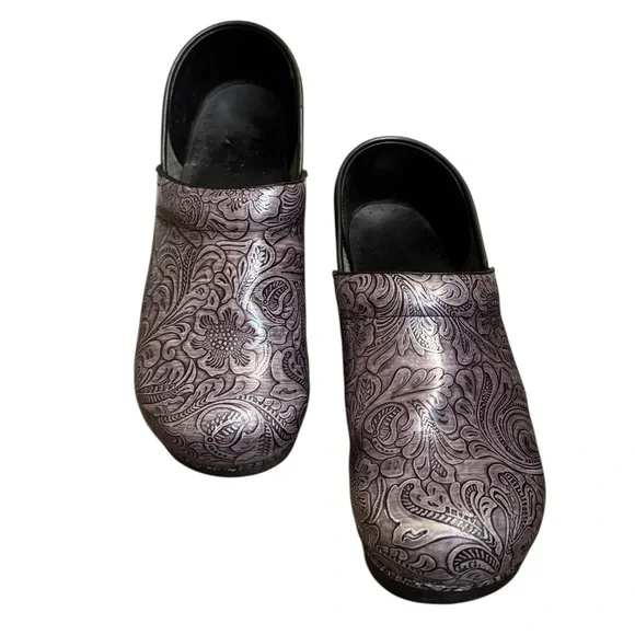 DANSKO Professional Tooled Grey Patent Clog 40 US 9.5-10 Leather Comfort Shoes - Picture 11 of 17